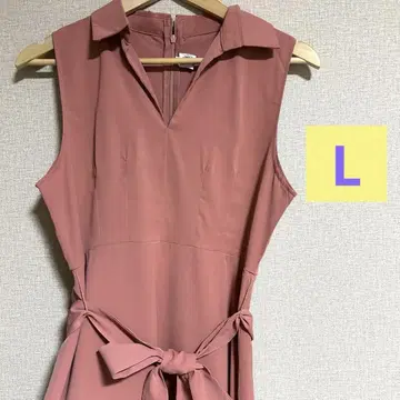 슬리브리스 원피스 더스티 핑크 고급 밑단 아지메 L