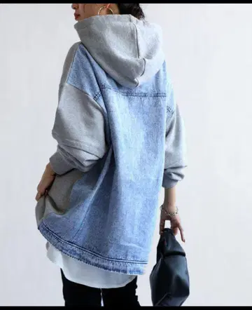 안티카 데님 도킹 후드티