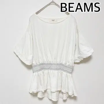 빔즈 BEAMS 반팔 티셔츠 프릴 화이트