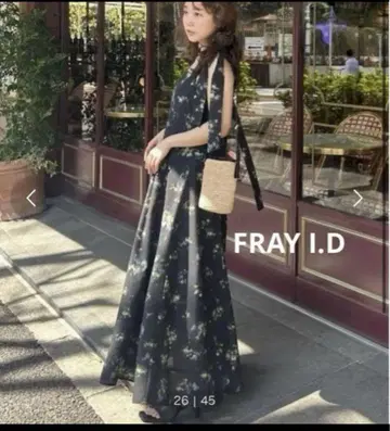 택 포함 미사용 새상품 FRAY I.D 와이드 스트랩 스티치 원피스