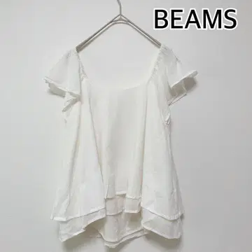 BEAMS 빔즈 반팔 블라우스 화이트 프릴