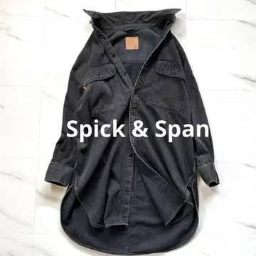 Spick & Span 5 1/2 내추럴 롱 데님 셔츠 블랙