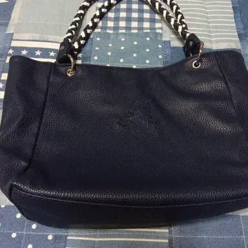 네이비 가죽 토트백