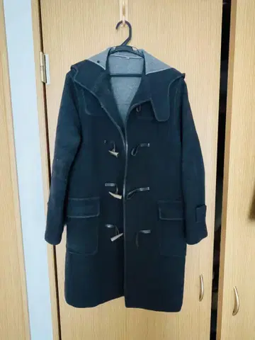 울 혼방 더플 코트 블랙