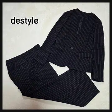 [새상품급] destyle 노카라 수트 셋업 네이비 스트라이프