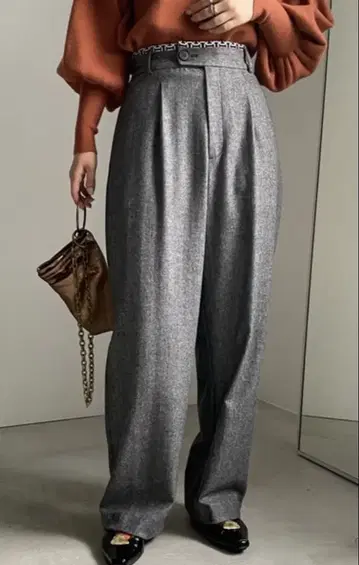 미사용 택 포함 WAIST JACQUARD PANTS 그레이 S 사이즈