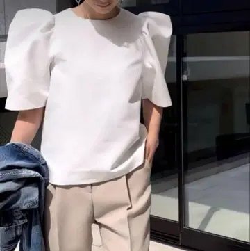 HEVE 헤이 버블리 블라우스 화이트