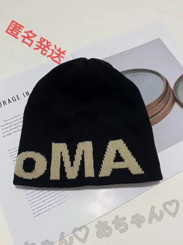 블랙 OMA 로고 니트 모자