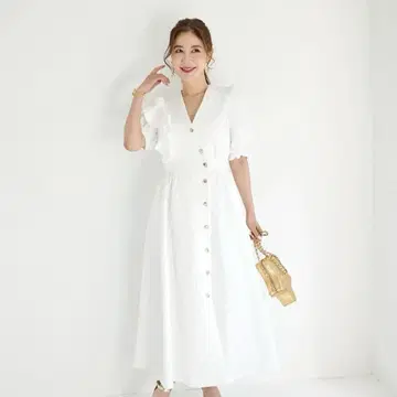 OBLI 프릴 자카드 원피스