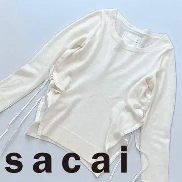 sacai 사카이 사이드 리본 니트 화이트 사이즈 1 정가 약 7만 엔