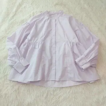 OPAQUE.CLIP 밴드 카라 페플럼 셔츠 퍼플 L