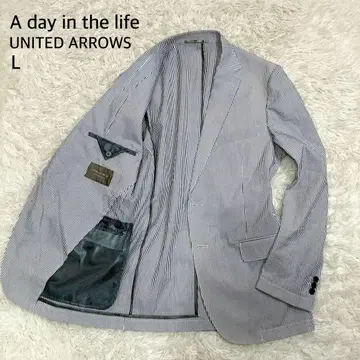 [새상품급] 어 데이 인 더 라이프 스트라이프 테일러드 자켓 L 시어서커