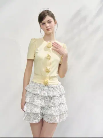 Rose flower motif short sleeve cardigan