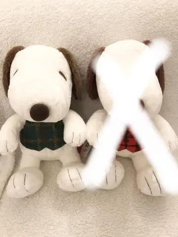 SNOOPY 스누피 봉제 인형 체크 무늬 그린 베스트만 택 포함 미사용품