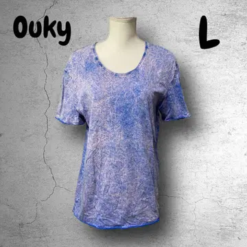 2245 [Ouky] T셔츠 블루 핑크 빈티지 워시 L