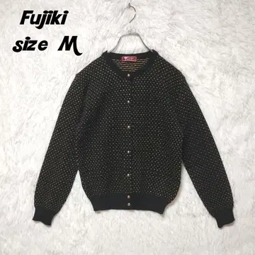 Fujiki 후지키 가디건 골드 버튼 라메 믹스 일본제 M