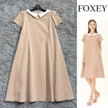 미사용급 '24년 폭시 화이트 카라 A라인 드레스 아카펠라 베이지 40