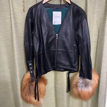 ELENDEEK 블랙 가죽 자켓 퍼 탈부착 가능