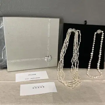화이트 펄 다중 목걸이 기프트 박스 포함