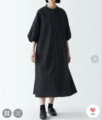 무인양품 잘 마르는 브로드 7부 소매 원피스