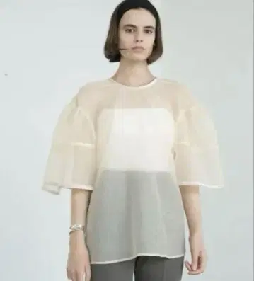 CLANE VELOR PIPING SHEER BLOUSE
