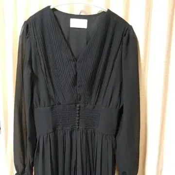 새상품급 미셸 마카롱 블랙 플리츠 무릎 기장 원피스 시스루