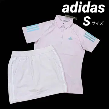 [ 새상품 ] 아디다스 반팔 셔츠 스커트 상하의 세트 핑크 S 골프
