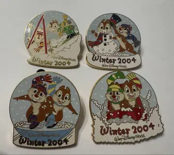 칩과 데일 핀 배지 4개 세트 겨울 2004