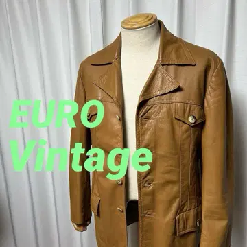 빈티지 가죽 자켓 가죽 코트 바르셀로나제 라이트 브라운