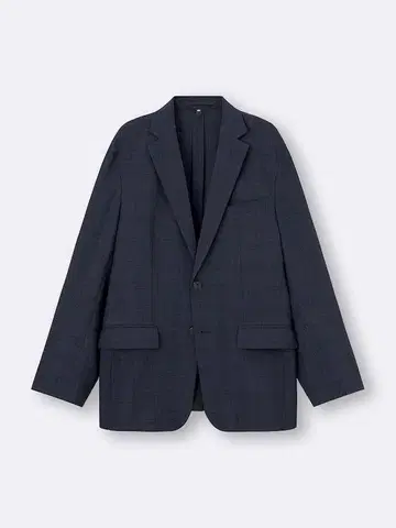 GU 워셔블 테일러드 자켓 네이비 x 체크 M 완판템