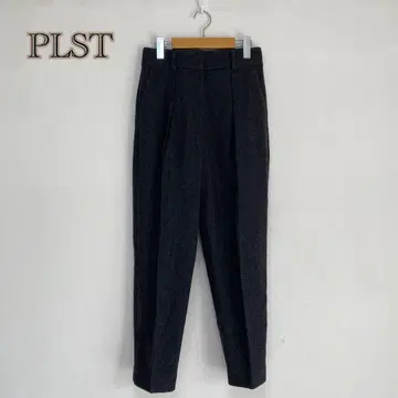 [ 플라스테/PLST ] 슬랙스 울 혼방 턱 팬츠 크롭 [ S ] 그레이