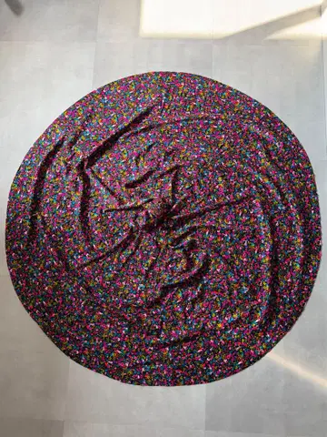 빈티지 70s 핸드메이드 꽃무늬 올 패턴 벨로아 롱 스커트 새상품급 레어