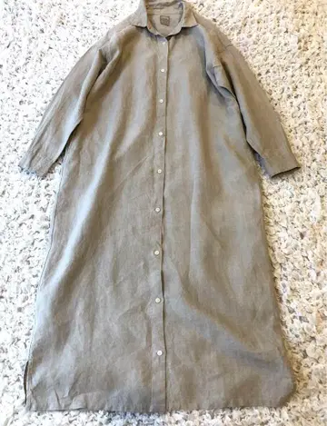 어반 리서치 도어스 백 턱 셔츠 원피스 린넨100 롱 기장