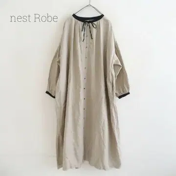미사용품 네스트로브 원피스 린넨 셔츠 원피스 밴드 카라