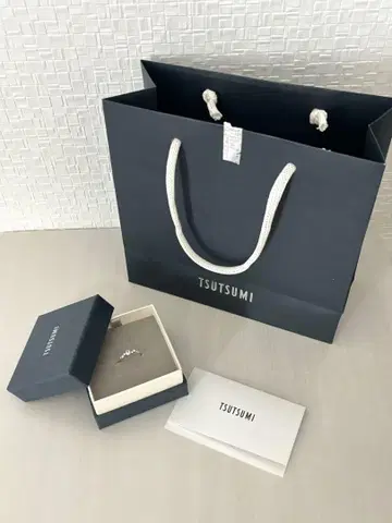 츠츠미 K10 화이트 골드 아쿠아 마린 반지 10호