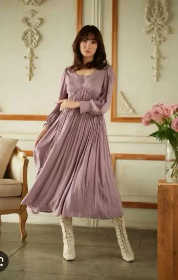 Her lip to Side Bow Vintage Twill Dress