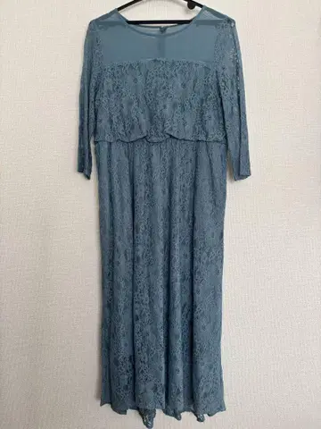 레이스 맥시 드레스 파랑