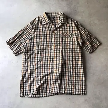 DAKS 닥스 반팔 셔츠 오픈 카라 셔츠 체크 무늬 좋은 패턴 코튼