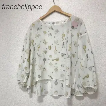 franchelippee 프랑슈리페 택 포함 고양이 패턴 블라우스