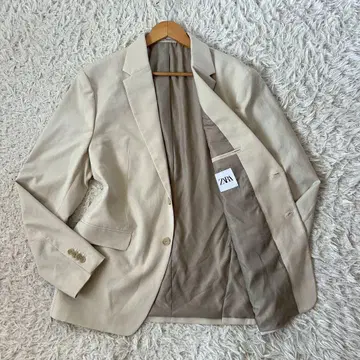 ZARA 테일러드 자켓 화이트 베이지 XL 스트레치성