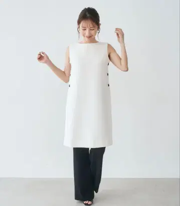 Connse 사이드 버튼 2way 원피스 화이트 S 사이즈