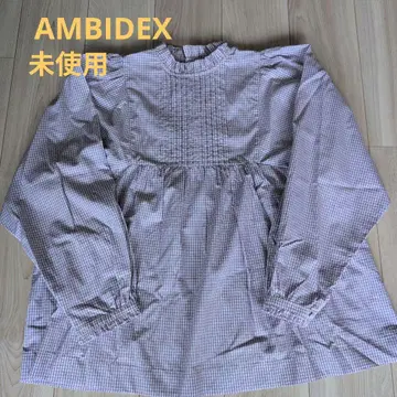 AMBIDEX 퍼플 체크 긴팔 블라우스