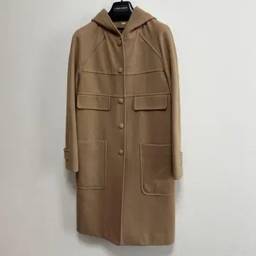 후드 부착 더플 코트 울 100 카멜