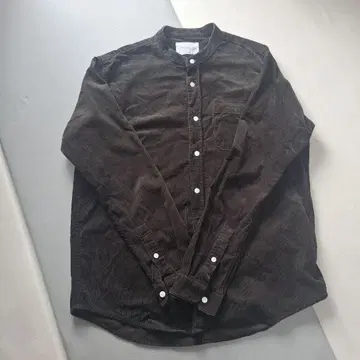URBANRESEARCH 카키 다크 브라운 코듀로이 밴드 카라 셔츠 L