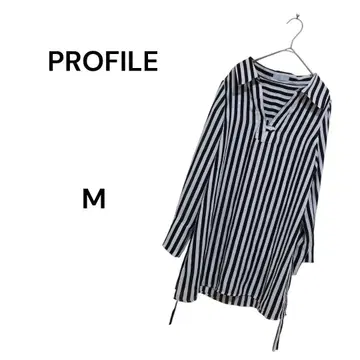 PROFILE 프로필 스트라이프 셔츠 튜닉 블랙 x 화이트 스트라이프