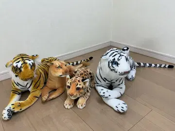 봉제 인형 4개 세트 호랑이 화이트 타이거 레오파드 사자