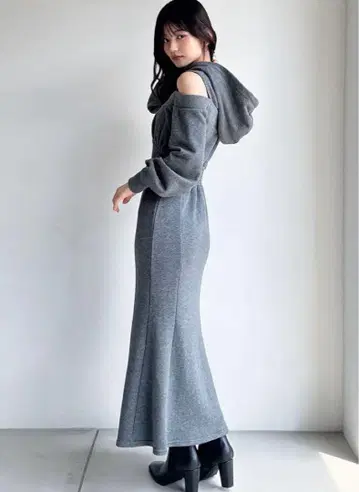 레이어드 후디 원피스
