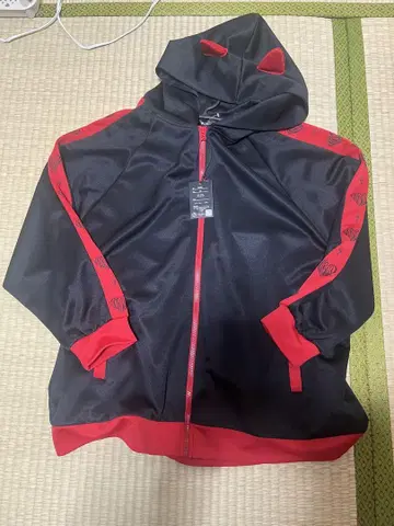 유니크 디자인 집업 후드티 L 블랙/빨간색 고양이 귀