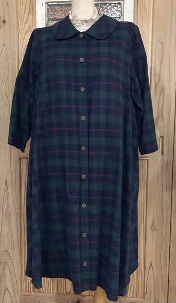 바람 이야기 체크 무늬 셔츠 원피스
