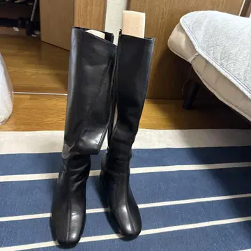 블랙 가죽풍 롱 부츠 여성 신발 블랙 컬러
